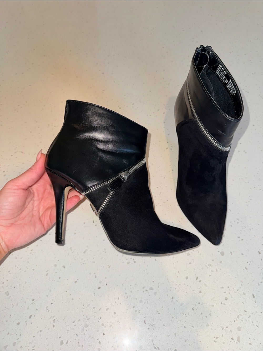 Rock & Republic Black Leather & Suede Zip-Accent Ankle Booties - Picture 6 of 13